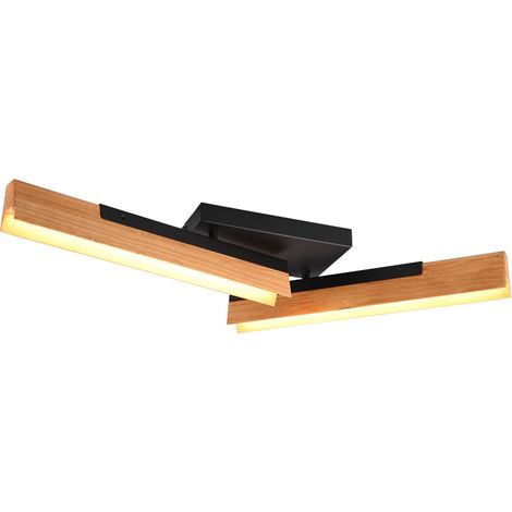 Plafonnier LED Kerala Trio 12W 3000K noir/bois clair (1/5)