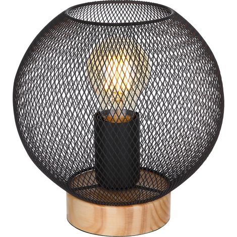 Globo - lampada da tavolo - PABLO - nero - legno - Ø 20cm - E27 - (1/5)