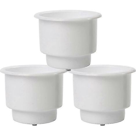 Lot de 3 porte-gobelets encastrables en plastique avec système d'évacuation pour bateau, voiture, camping-car (blanc) (1/5)