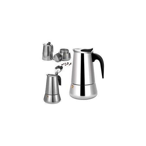 Cafetière italienne en acier inoxydable 6 tasses – Compatible tous types de chaleur – 300 ml – Café riche en arôme (1/5)