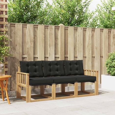 vidaXL Outdoor Sofa Set with Cushion 3 pcs White and Black