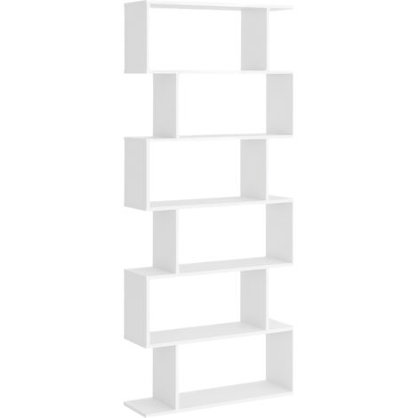 Bibliothèque étagère Zig zag Design Contemporain 80L x 23l x 192H cm 6 Niveaux Blanc (1/5)