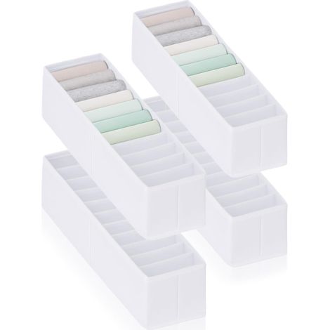 Ensemble de rangement – 11 compartiments extra hauts pour vêtements, chaussettes et couches – Système d’organisation pour table à langer – Durable, lavable – Blanc – Taille : 4x XS (1/5)