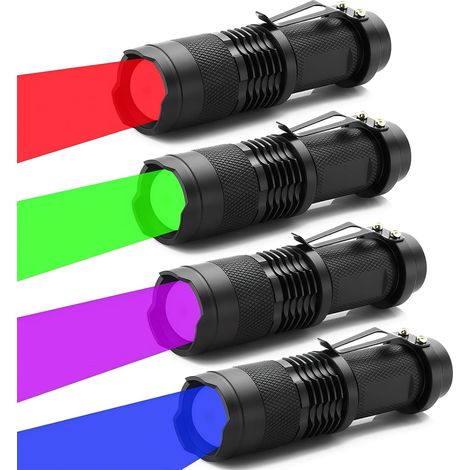Lampe Torche Rouge, Lampe de Poche Rouge LED, 3 Modes, Étanche, Portable, Zoomable Lampe Lumiere Rouge pour Camping, Pêche, Astronomie (Lot de 5) (1/5)