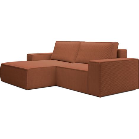 Selsey Farese Mini – Ecksofa mit Cordbezug, Schlaffunktion und Stauraum, Rostrot, links (1/5)