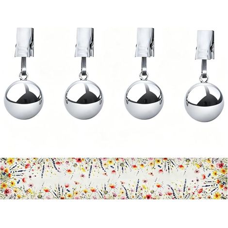 Juego de 4 pesas de acero inoxidable para manteles de exterior, pesas de 68 g para manteles de 183 x 33 cm, ideales para picnics al aire libre, bodas, fiestas en el jardín y cortinas. (1/5)