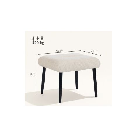 Pouf poggiapiedi in ciniglia, 45 x 41 x 38 cm, crema bianco DESVIAE (1/4)