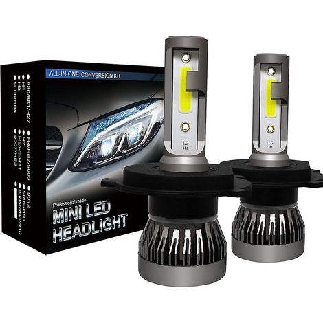HOXILEELEO - Kit de conversion de phares LED H4 (1 paire) - Ampoule COB feux de route/croisement 36 W 6000 lm (1/4)