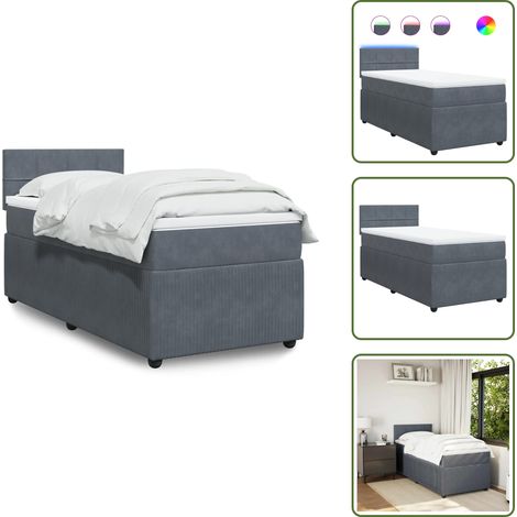 Boxspringbett mit Matratze Dunkelgrau 90x200 cm Samt - Boxspringbett - Boxspringbetten - Bett - Bett Mit Stauraum (1/5)