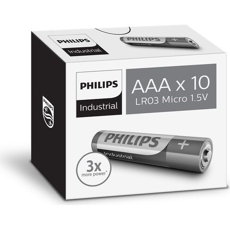 Pila alcalina industrial aaa, lr03, 1,5 v, ø10,5 x 44,5 mm, 10 uds, caja