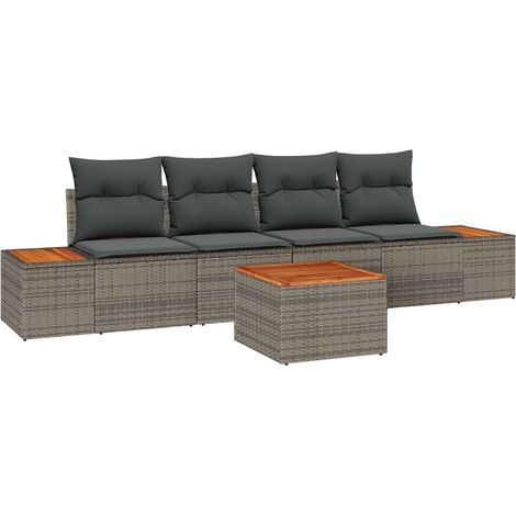 Maison Exclusive - Gartensofa-set mit Kissen 5 pcs Grau Poly Ratt