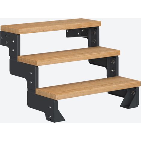 Dolle Modultreppe Gardentop Innen Eiche 3 Stufen 54-66cm Geschosshöhe 75cm Stufenbreite ohne Geländer (1/4)