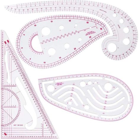 Couture Règle 4 Pièces Règle pour vêtements Règle Métrique Règle de Courbe pour la Couture Outils de Couture Modèle de Dessin Modèle de Dessin Outil Sur Mesure pour Vêtements de Bricolage (1/2)