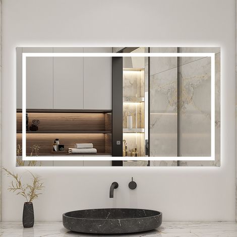 Ducha Casa Espejo LED para Baño con Luz Tricolor,Función Antivaho,Regulación Sin Pasos,Memoria y Doble Control,120×70cm,Vertical/Horizontal (1/3)