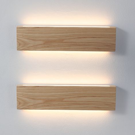 Set 2 Lampe murale à gradation tactile, moderne et minimaliste, bois de Frêne, 10W, 40cm, tête de lit salon salle à manger décor mural de fond (1/5)