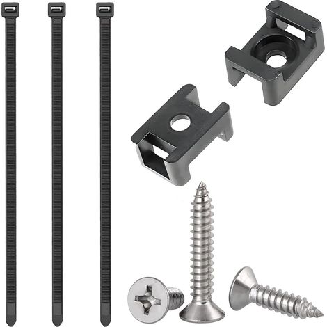 Lot de 120 attaches de câble avec attaches de 200 mm et vis taraudeuses, noir (120 pièces de chaque) (1/4)