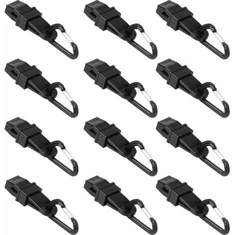 Tarp Clamp - D-Shaped Carabiner - PP Plastic And Stainless Steel - For Tents Tarps Pool Covers Outdoor Use - 12 Pcs (1/5)