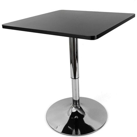 Mesa de bar, mesa de fiesta, mesa de diseño con pie de trompeta, mesa giratoria de MDF robusto, altura ajustable (70-90 cm), para Bistro Salón Comedor terraza café, color negro (1/5)