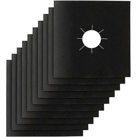 Lot de 10 couvre-brûleurs de cuisinière, épaisseur 0,2 mm, revêtement carré pour brûleur, garde la plaque de cuisson propre. (1/5)