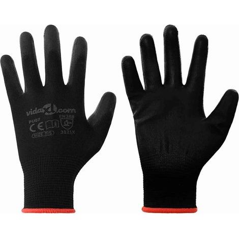 vidaXL Arbeitshandschuhe, 24 Stück, Schwarz, Größe 7/S, Polyester (1/5)