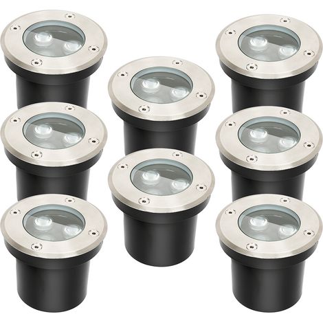 8x 3W Bodenleuchte IP67 LED Leuchte Bodeneinbaustrahler Bodenstrahler Boden