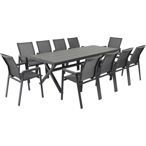 Primaster Garten-Essgruppe Turin 10 Personen Aluminium anthrazit Sitzgruppe (1/3)