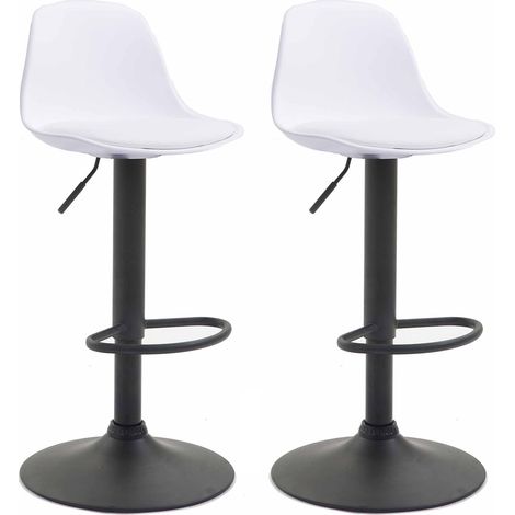 Set 2 sgabelli Kiel in polipropilene e similpelle nero bianco (1/3)