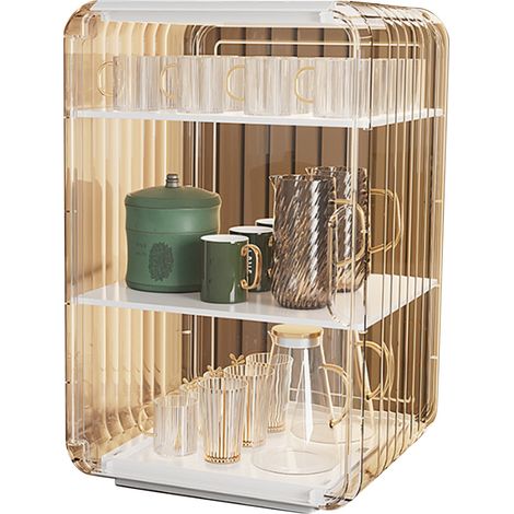 Lot acrylique organiseur bouteilles eau robuste anti-poussière facile nettoyer rangement bouteilles eau pour armoire bureau grand 3 couches blanc