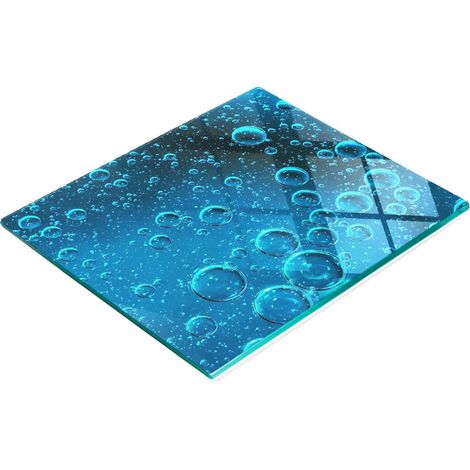 Tabla de cocina de vidrio templado con gr谩fico decorativo de burbujas de agua, 60x52 cm. (1/5)