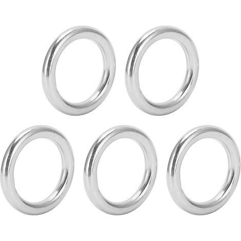Set aus 5 runden, geschweißten Edelstahlringen, robust und langlebig, für den Einsatz auf Booten und im Freien (3 x 25 mm). (1/5)