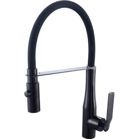 PAINI Mezclador de cocina Addict Caño alto negro mate cepillo extraíble (1/2)