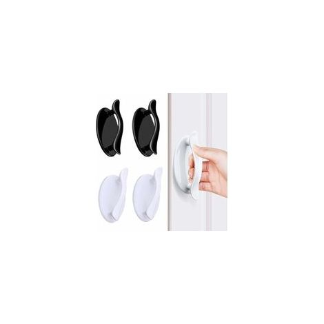Auto adhésif Fenêtre poignée, Poignée Autocollante, Poignée Adhésive Porte Coulissante Pour Fenêtre Placard Tiroir Armoire Réfrigérateur Auxiliaire(Blanc + Noire),4Pcs (1/5)