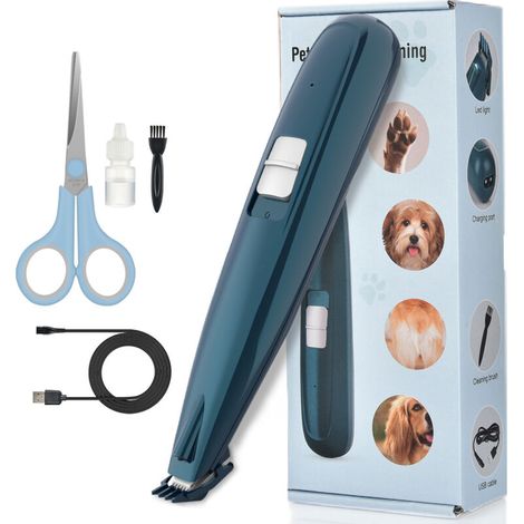 SABIR Tierhaarschneider mit LED-Licht, professioneller Haarschneider für Hunde und Katzen, USB-Aufladung, elektrischer Trimmer für Haare im Gesicht, Augen, Ohren, Pfoten (1/5)