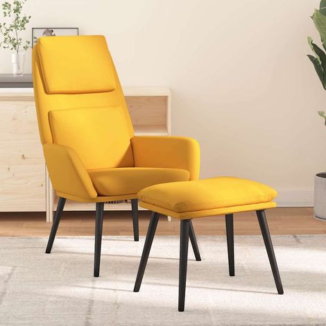vidaXL Chaise de détente et repose-pied Jaune moutarde Tissu (1/5)