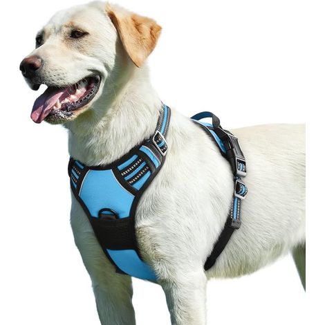 Light Blue, L, Dog Harness, Adjustable Reflective No Pull Dog Harness, Easy to Put on, with Control Handle, Breathable Dog Harness, Durable, Medium and Large Dog Harness (1/5)