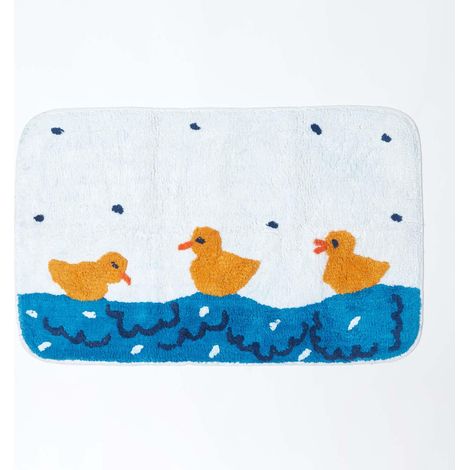 HOMESCAPES Duck Pond Bath Mat - Blue - Blue (1/4)