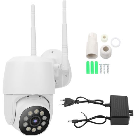 Caméra de surveillance extérieure WiFi panoramique 360° sans fil, dôme IP, adaptateur secteur AC 100V-240V prise UE (1/5)