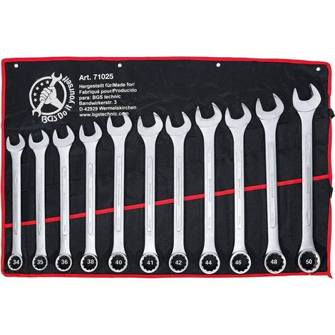 Jeu de Clés Mixtes XXL 34-50 mm - 11 pcs - Acier Résistant - Polyvalence et Robustesse, Pro - D-Work (1/5)