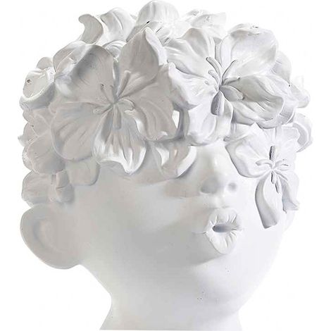 Statua decorativa Putto porta vaso da interno ed esterno in poliresina h 21 cm -Bianco (1/3)
