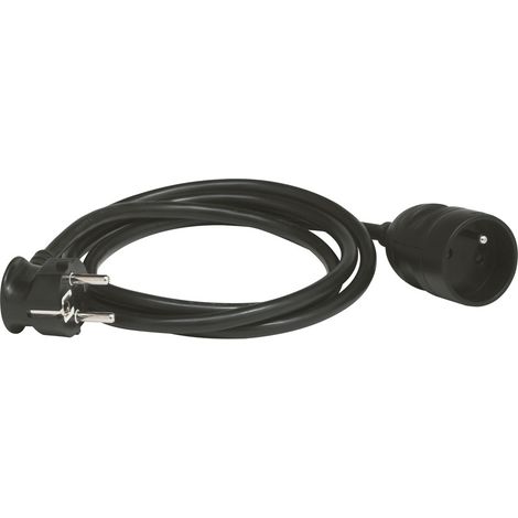 Rallonge domestique 2P+T avec éclips de protection longueur 5m noire LEGRAND 051610
