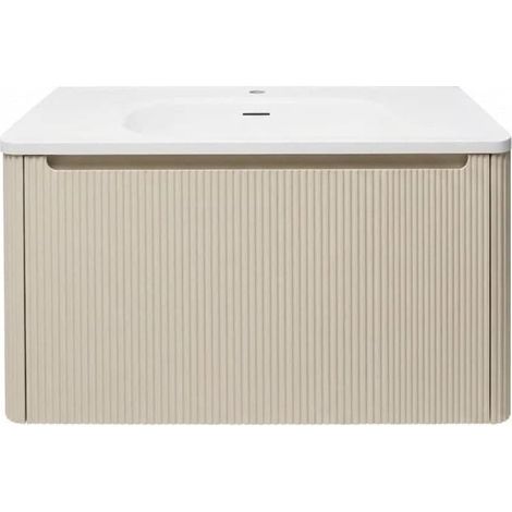 Naturel Austen 79x47,5x45 cm armoire de salle de bain 1 tiroir avec lavabo en marbre coulé, marron clair mat (AUSTEN80CB) (1/5)