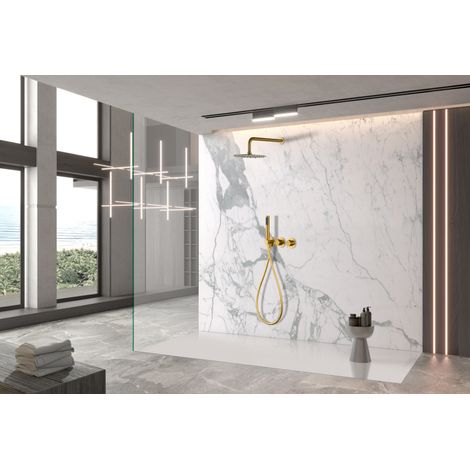 Ensemble de douche encastré avec thermostatique  Modèle ASSEN  Couleur Or Brossé Finition Or [ IMEX® ] (1/3)