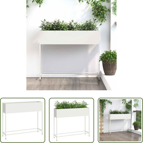 Hochbeet -  Hochbeet Gartenpflanzer Weiß 100 x 26 x 82 cm Stahl (1/5)