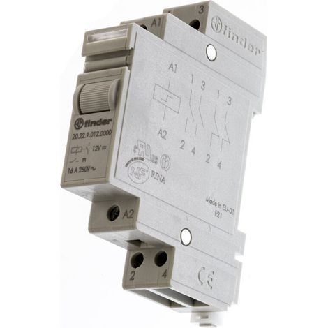 Finder 20 Relais de puissance 2 NO, bobine 12V c.c. Rail DIN 5W ( Prix pour 1 )
