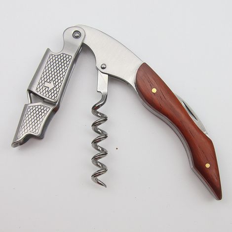 Tire-bouchon professionnel en bois de poirier rouge, à double levier avec amortisseur-AquaForge (1/5)