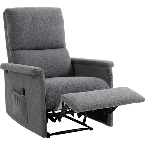 Fauteuil Massant Xandor Relaxation Confort Inclinable Repose-Pieds Tissu Polaire Gris Clair (1/5)
