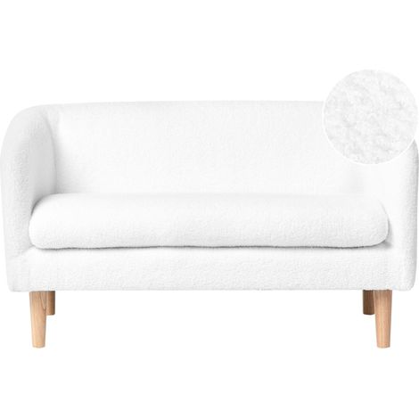 Kids Sofa White Boucle Upholstered with Armrests Modern 1-Seater Toddler Couch DAGALI