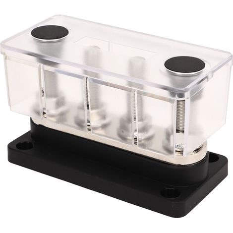 4-poliger Stromverteilerblock mit 3/8-Zoll-M10-Gewindebolzen, Batteriesammelschiene mit Abdeckung, DC 12 V bis 48 V, 300 A, für Autos, Boote und Wohnmobile, Schwarz (1/5)