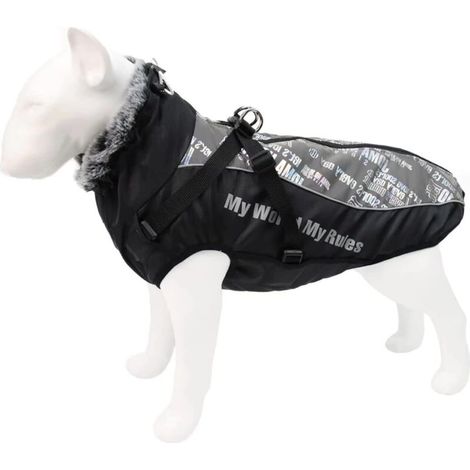 Manteau Chien, Manteau Chien pour Chiens de Taille Moyenne et Grande,Imperméable Chaude Coupevent-Noir Gris blanc bla