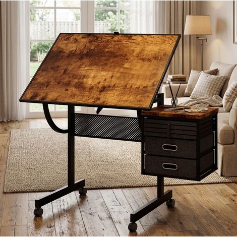 MEUBLIV Table à puzzle 115 x 64 x 78,5 cm noire – angle réglable, 4 bacs et tiroirs (1/5)